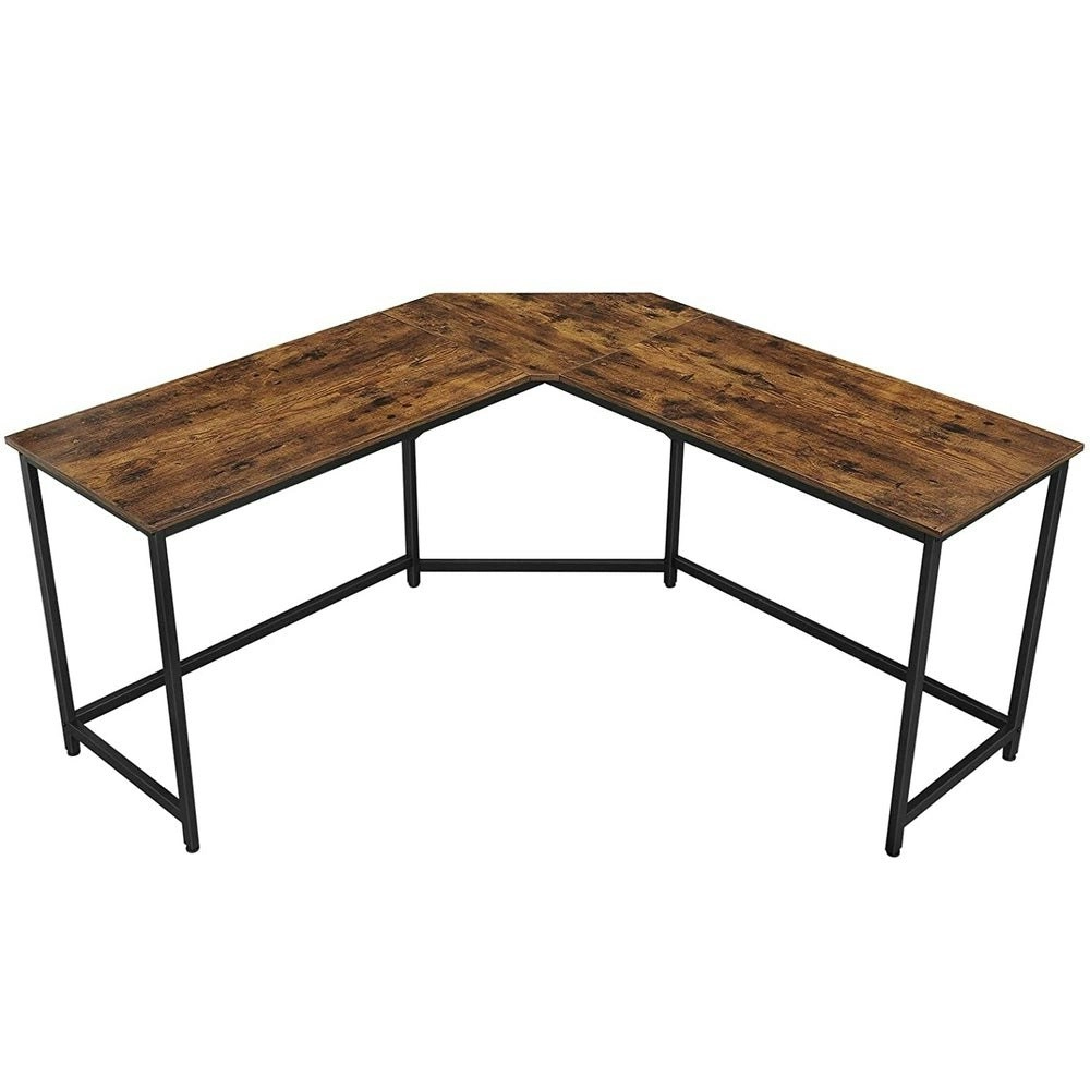 VASAGLE Computer Study Office Workstation Desk L Shaped Table - Rustic Brown