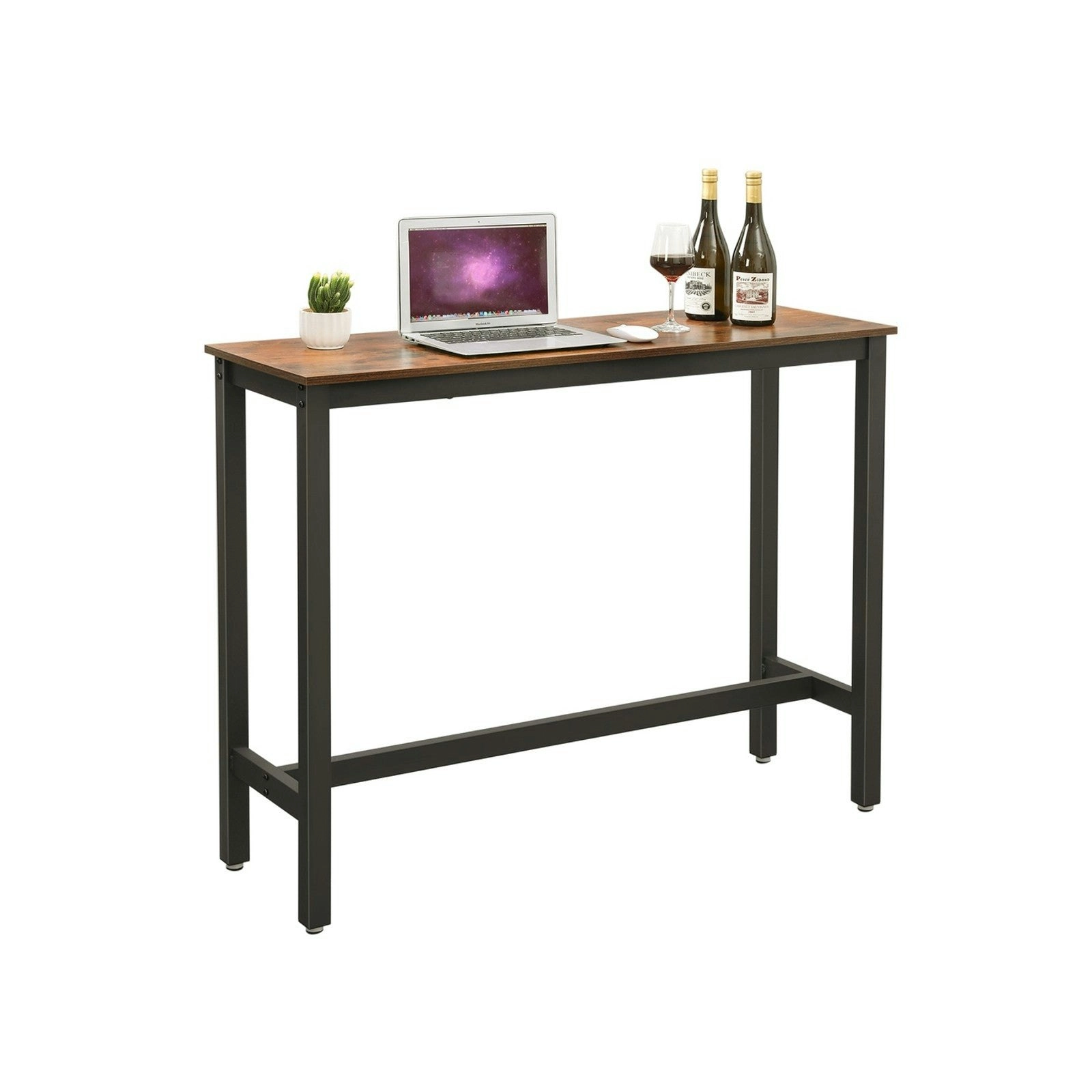 VASAGLE Industrial Kitchen Cafe Tall Desk Rectangular Bar Table - Rustic Brown