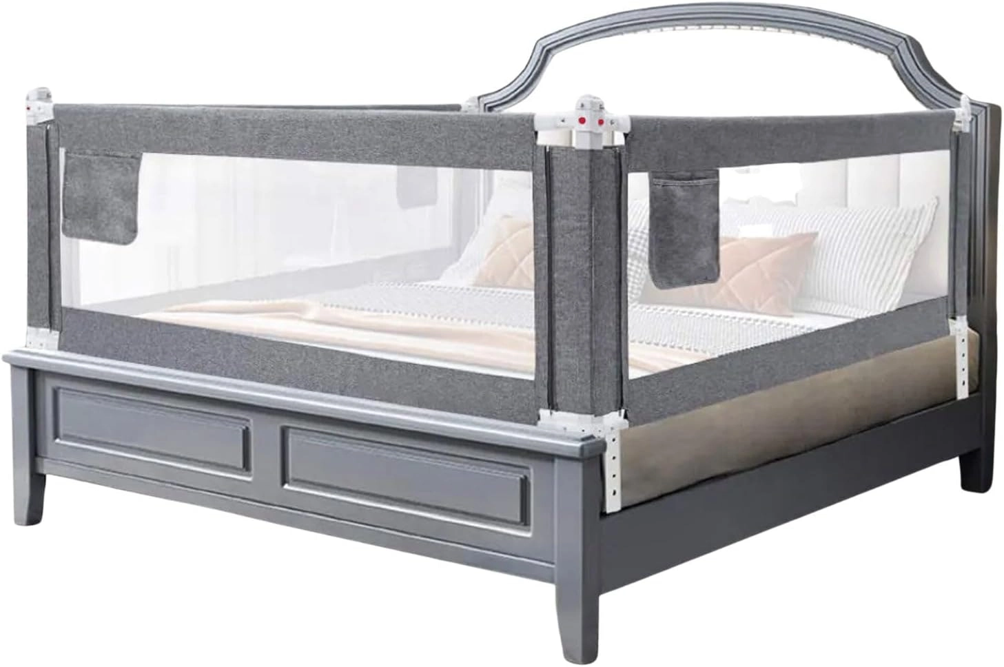 Gominimo Height Adjustable 98cm Queen Size Baby Toddler Safety Rail Bed Guardrail - Grey