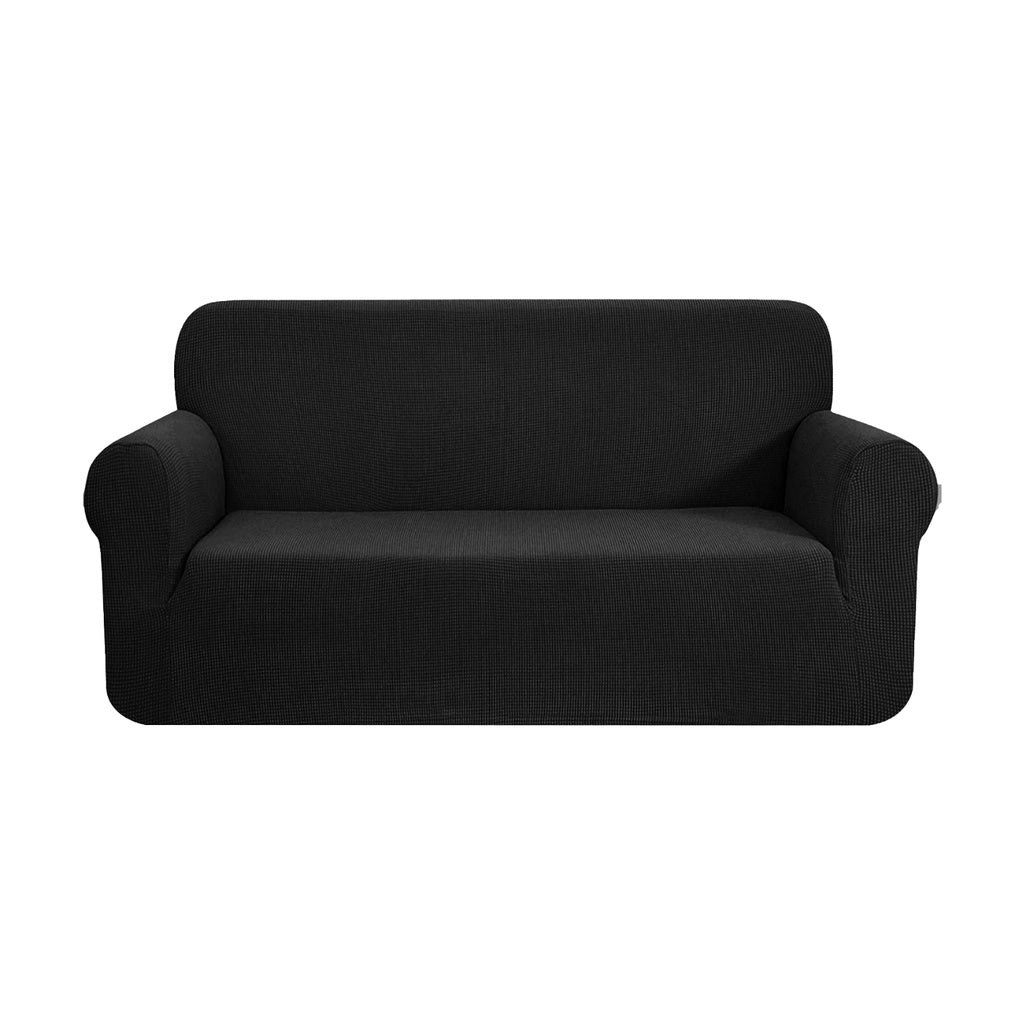 Gominimo Polyester Jacquard Sofa Cover Form Fitted Super Stretch Couch Cover Slipcover 3 Seater Black