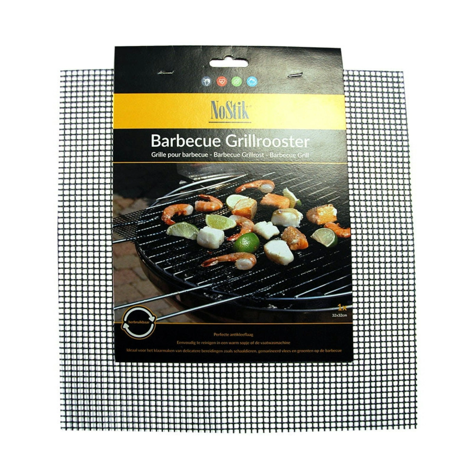 NoStik BBQ Mat Non-stick Grilling Protect Scratches Stains 1 Piece - Black