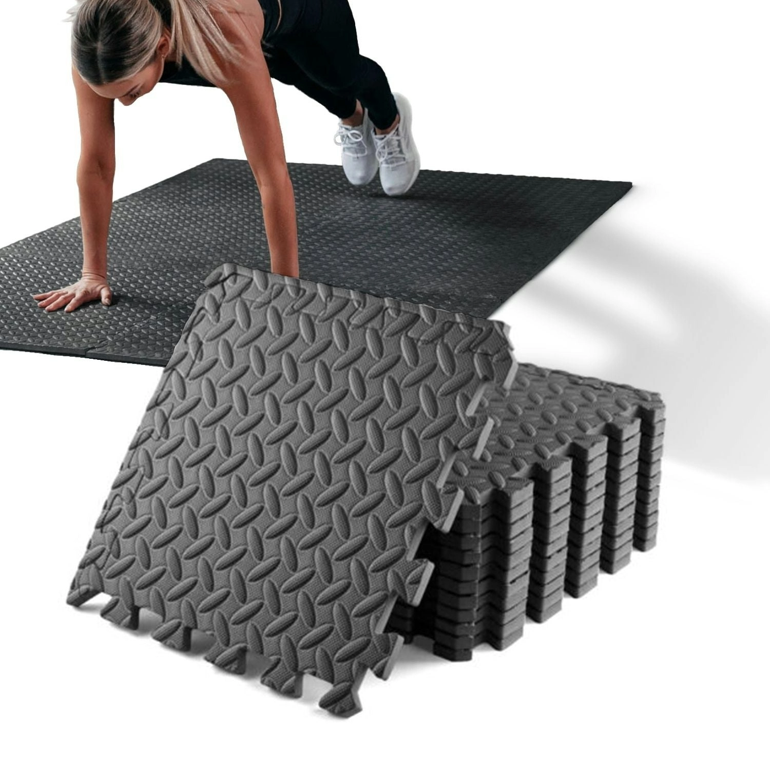 Verpeak 30 Tiles EVA Fitness Home Yoga Gym Interlocking Floor Puzzle Mat Black