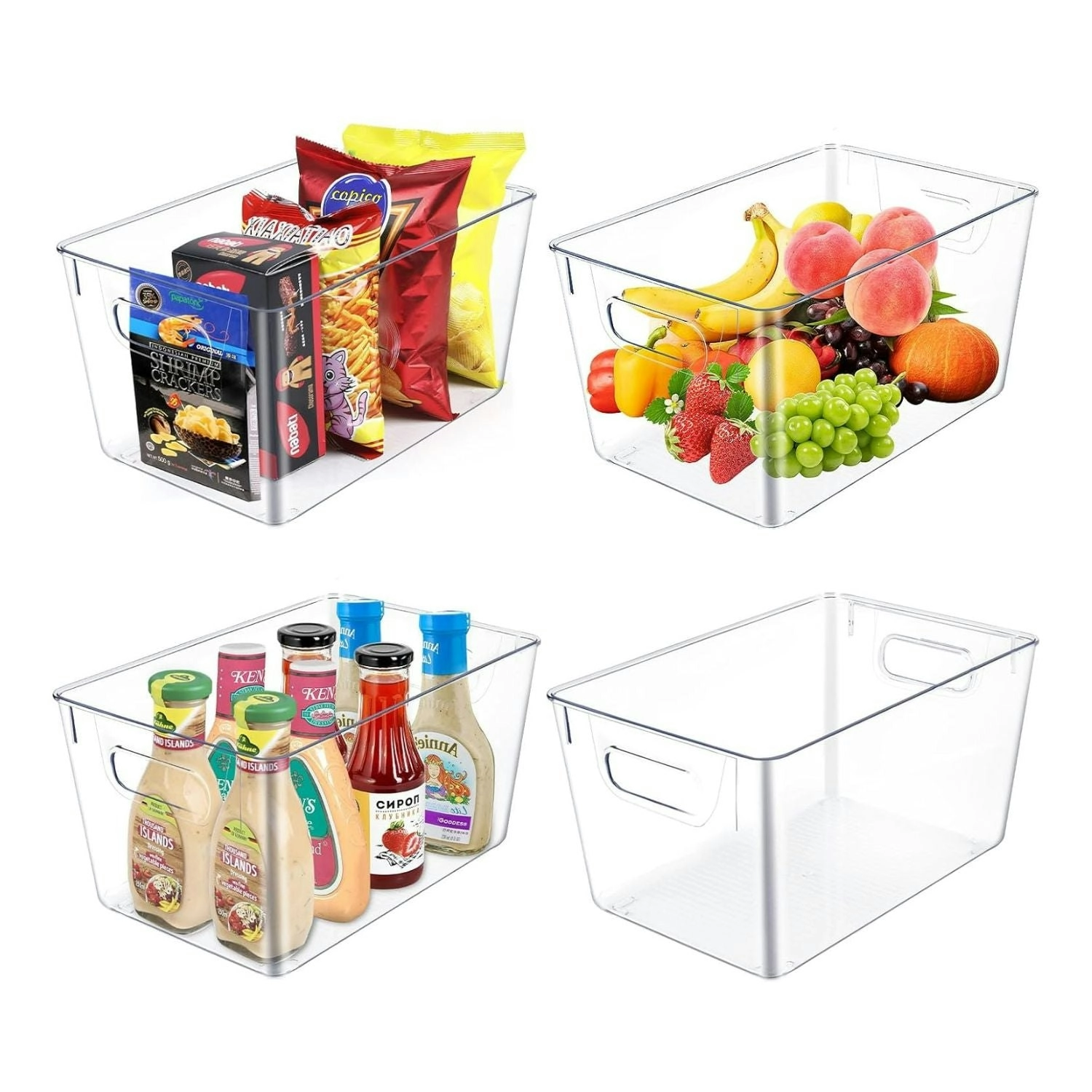 4pcs Gominimo Home Kitchen Plastic Rectangular Food Container Storage Bins - Clear