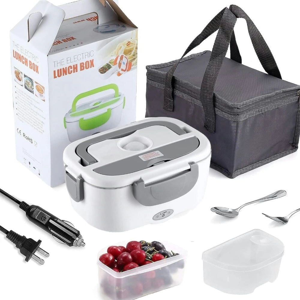 Gominimo 1.8L Electronic Car Plug Food Warmer Lunch Box with Insulated Carry Bag - Grey