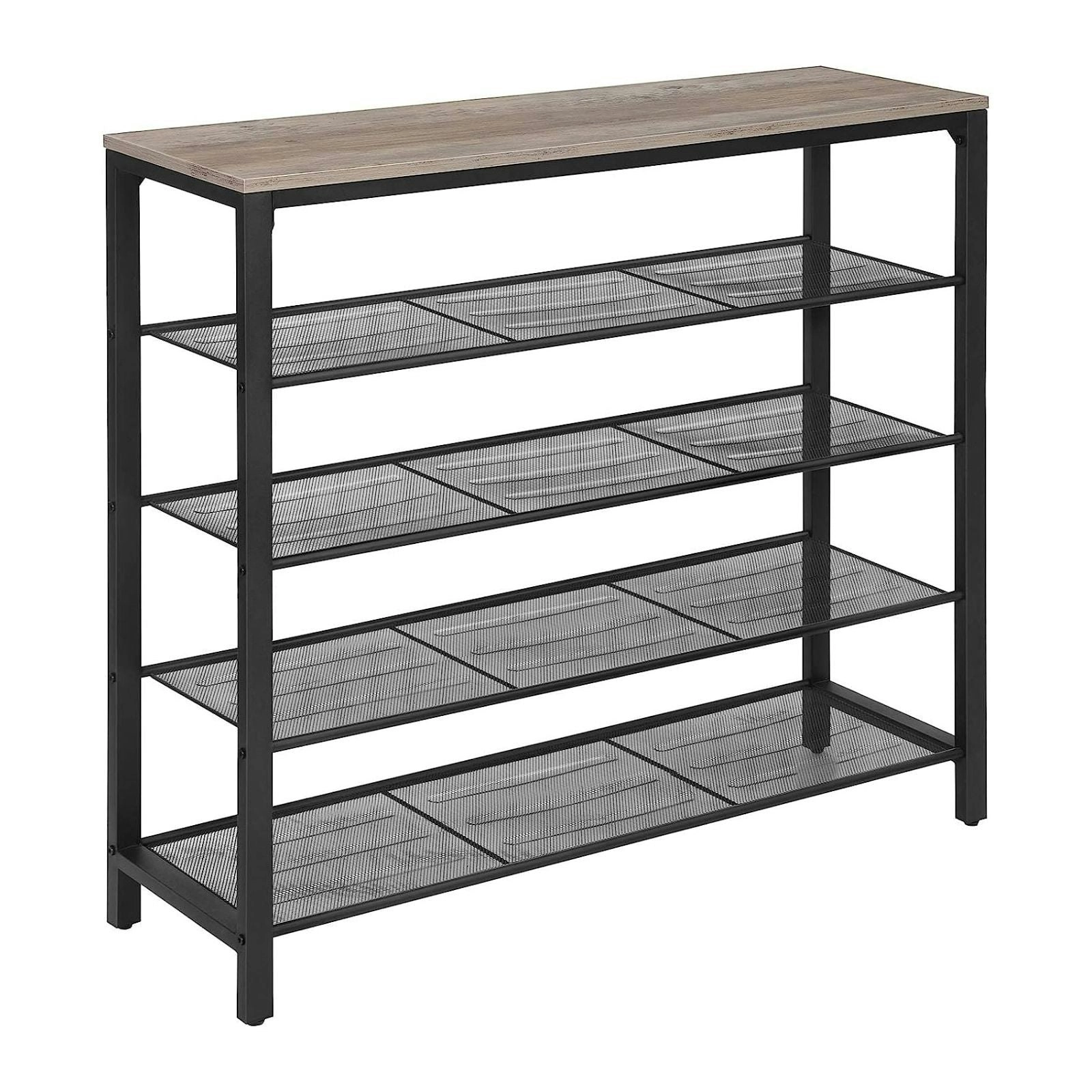 VASAGLE 4 Mesh Shelf ‎ Bench Storage Organiser Shoe Rack - Greige