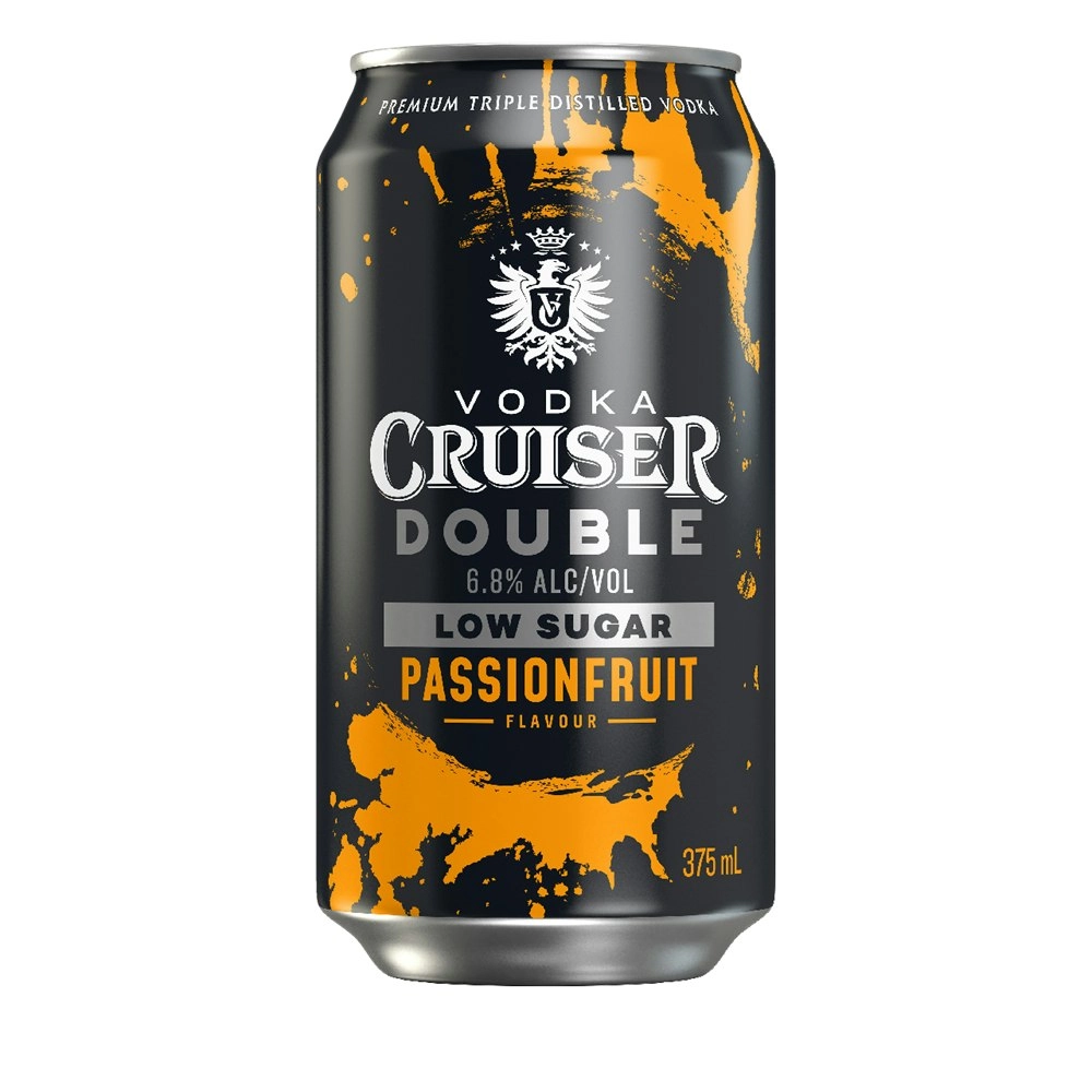 Vodka Cruiser Double Low Sugar Passionfruit 375mL Cans 24 Pack