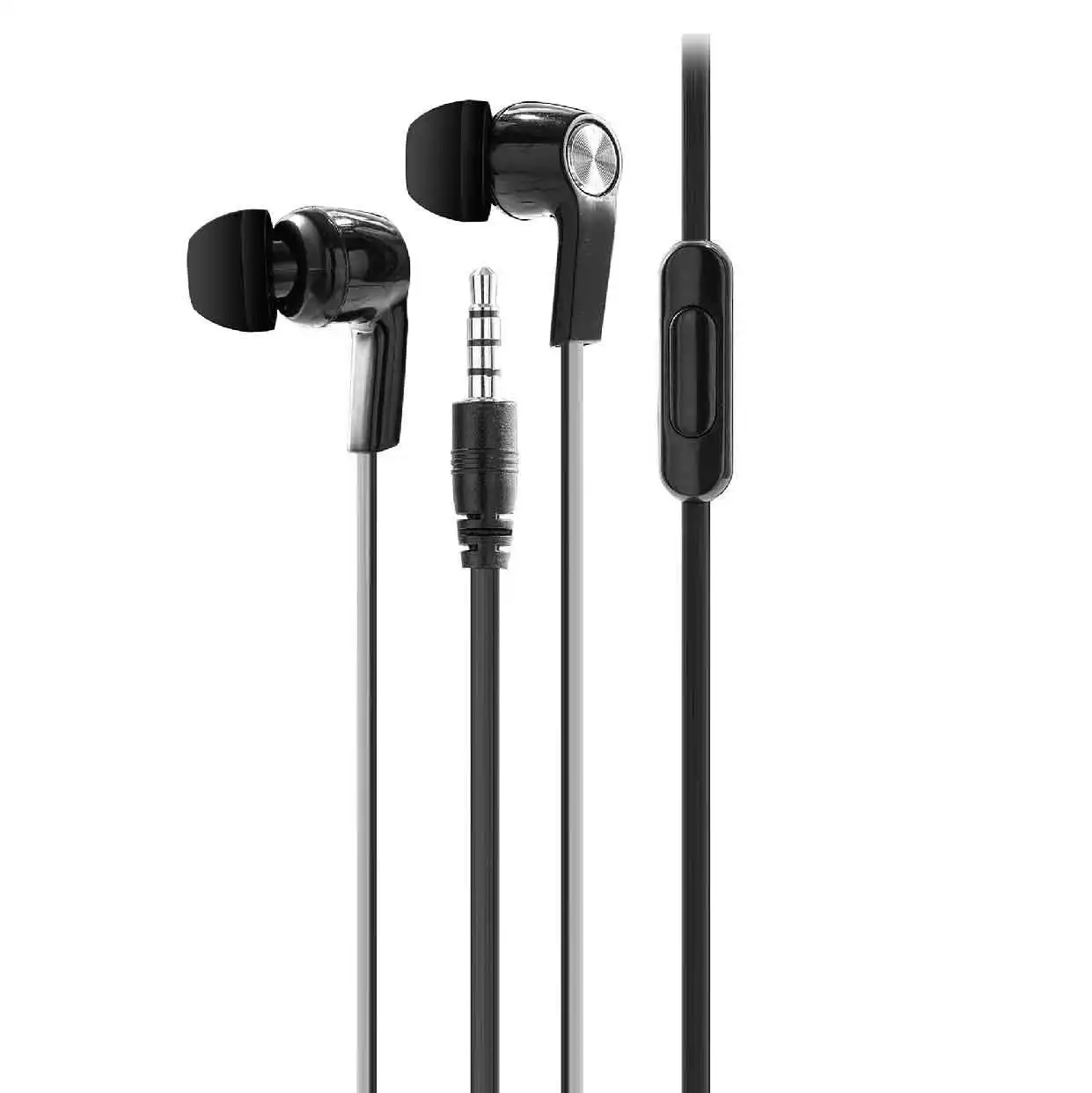 Laser Black Wired In-Ear Headphones 3.5mm AUX with Mic & Control