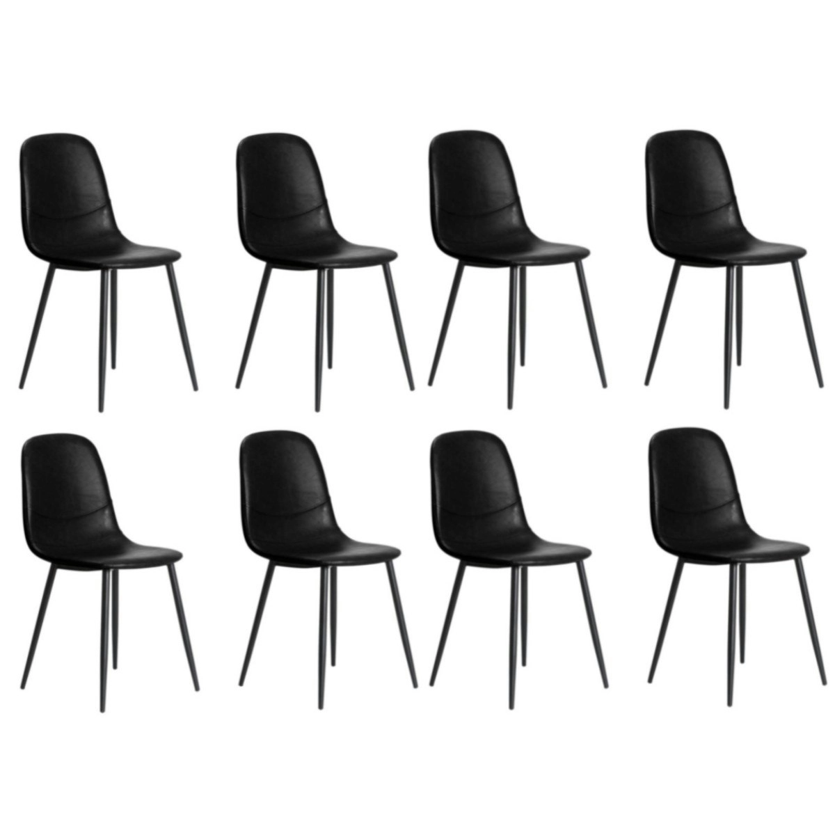 Oikiture 8x Dining Chairs Kitchen Accent Chair Lounge Room PU Leather Black