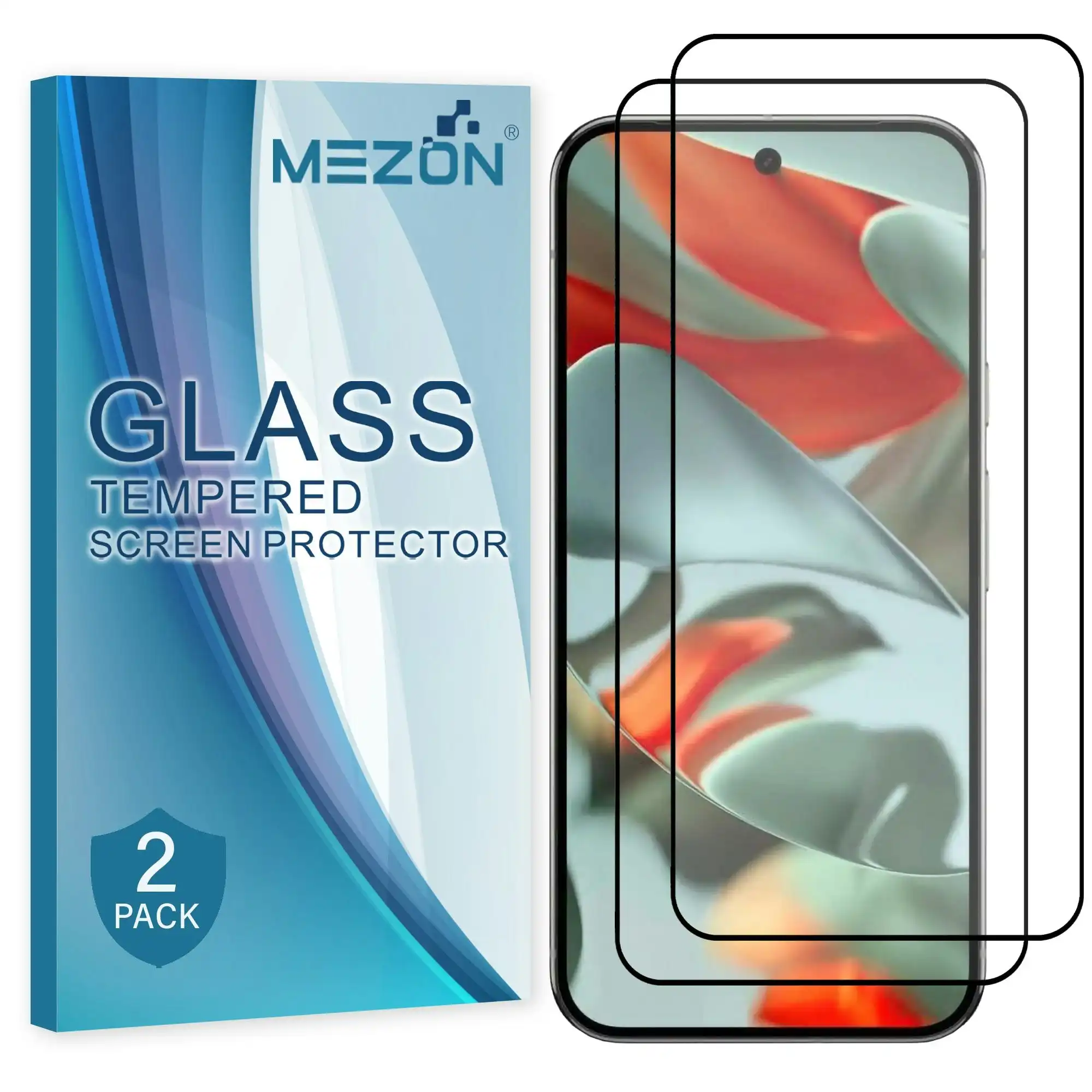 [2 Pack] MEZON Google Pixel 9 Pro Tempered Glass Full Coverage Crystal Clear Premium 3D Edge 9H HD Screen Protectors