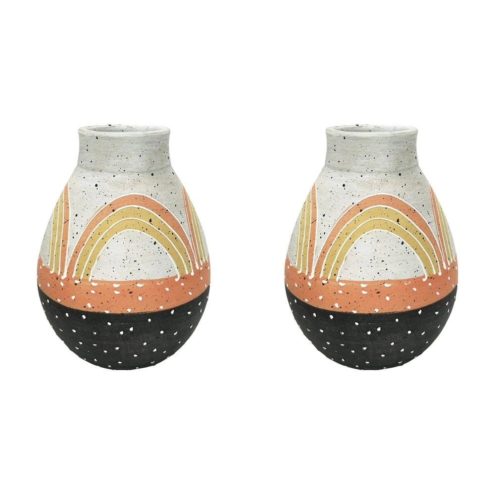 2x Urban Freya Tribal 20cm Ceramic Plant/Flower Vase Home Decor Display Pot LRG