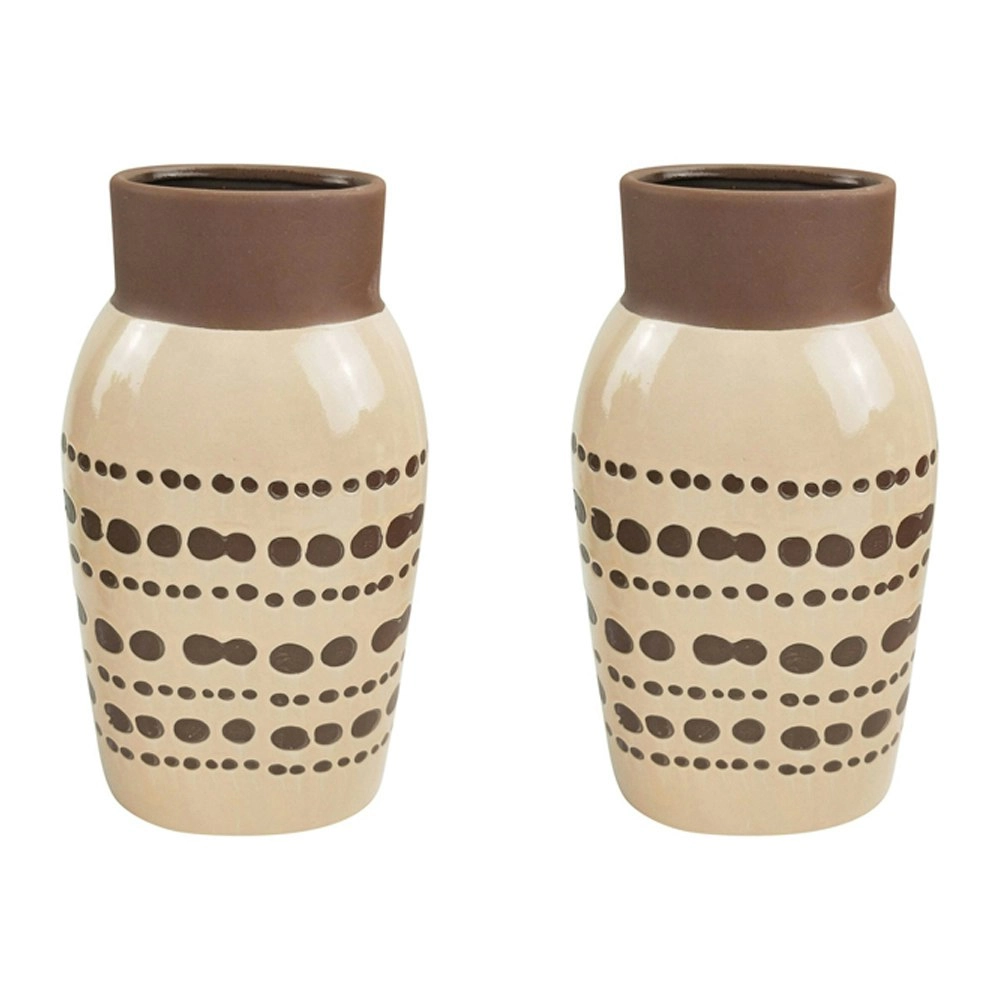 2x Urban Remy 26cm Ceramic Plant/Flower Vase Home Decor Display Pot Medium Mocha