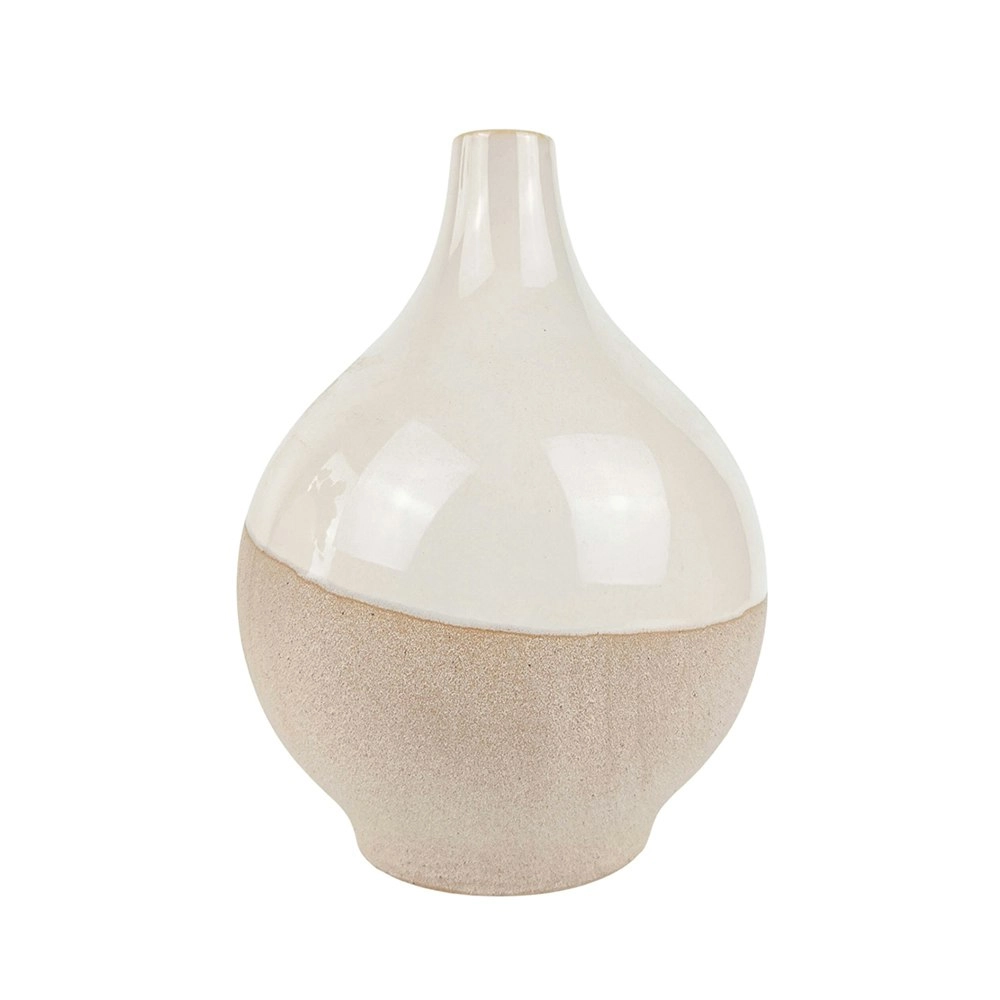 Urban Preston 20cm Ceramic Flower Vase Medium Decorative Display White/Beige