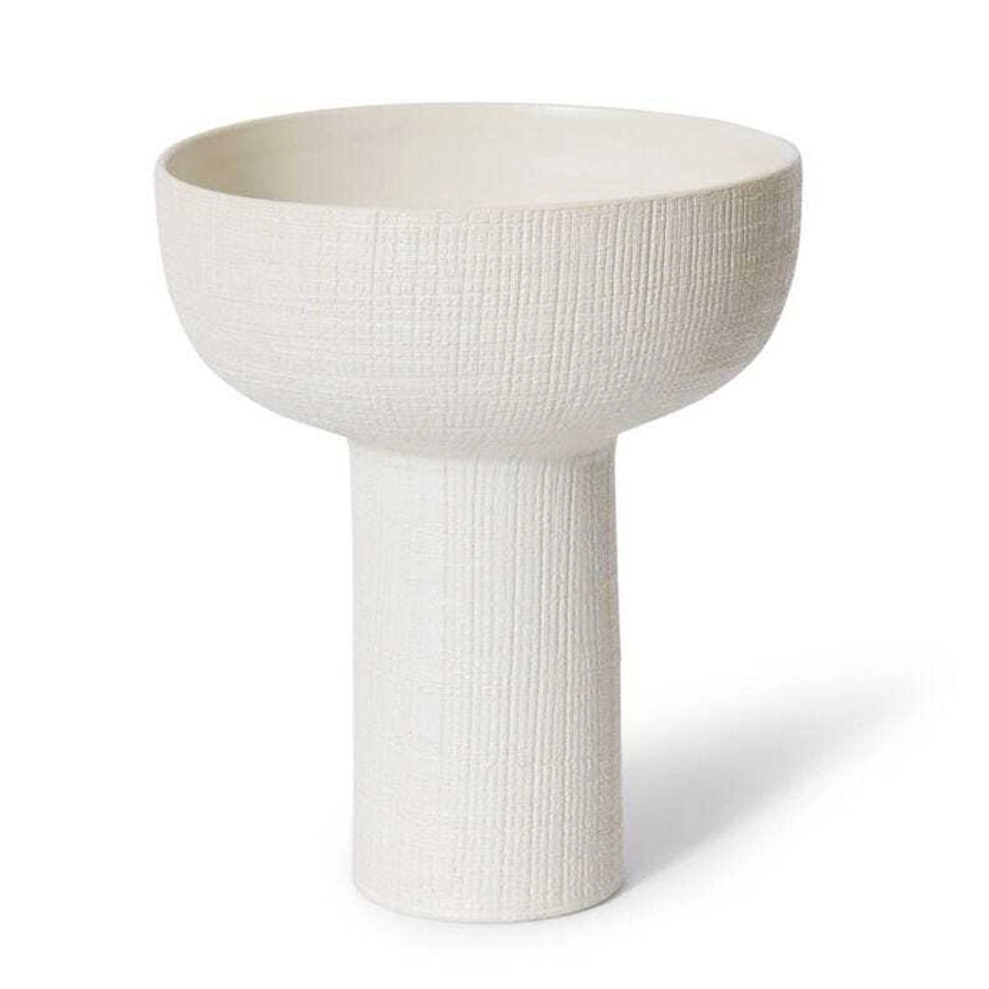 E Style Amiya Tall 30cm Ceramic Plant/Flower Vase Home Decor Hessian White