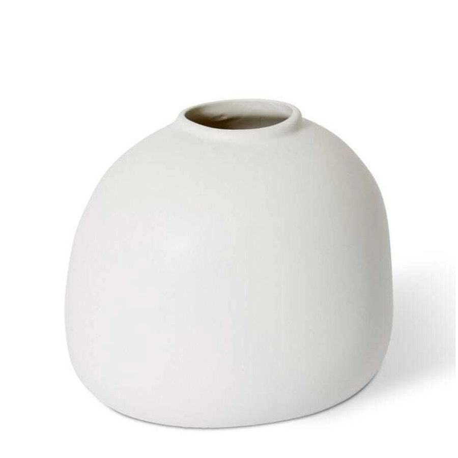 E Style Benito 20cm Ceramic Plant/Flower Vase Tabletop Home Decor Matt White