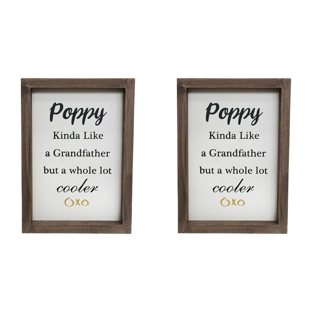 2x LVD 21cm MDF Poppy Kinda Like Sign Wall Hanging Home Decor Shelf Display