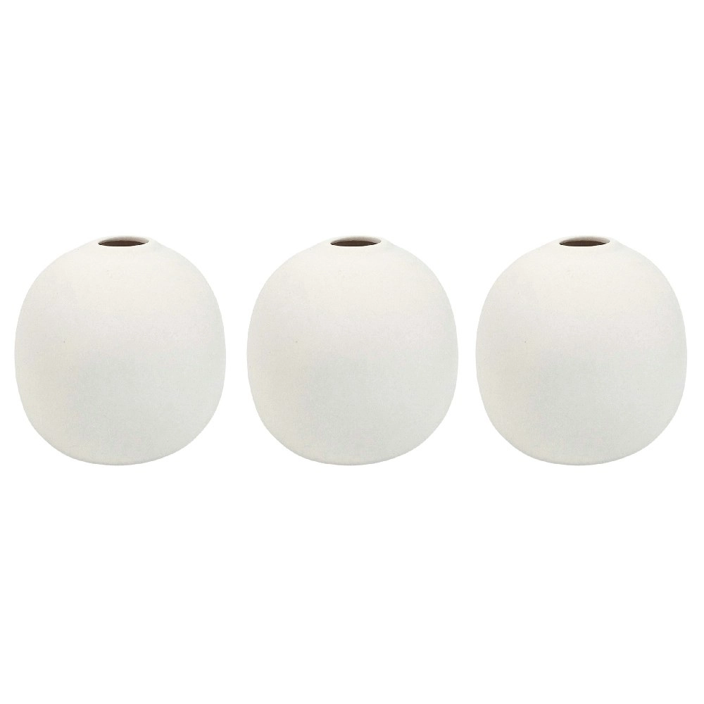 3x Urban Erina 7cm Mini Ceramic Flower Vase Sphere Home Decor Table Display WHT