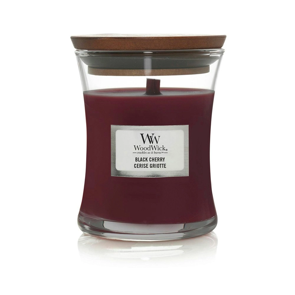 WoodWick 274g Scented Home Fragrance Soy Wax Candle Black Cherry Medium Red