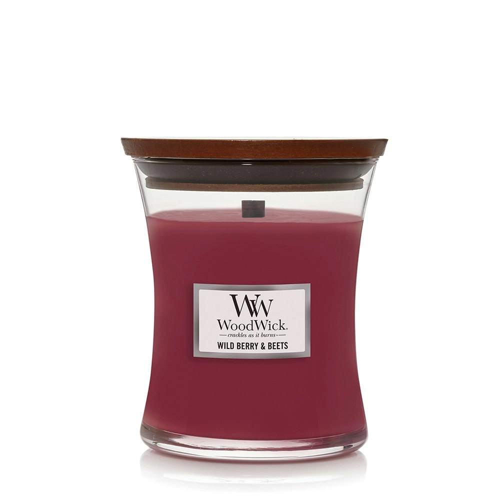 WoodWick Wild Berry & Beets Scented Crafted Candle Glass Jar Wax w/ Lid Medium