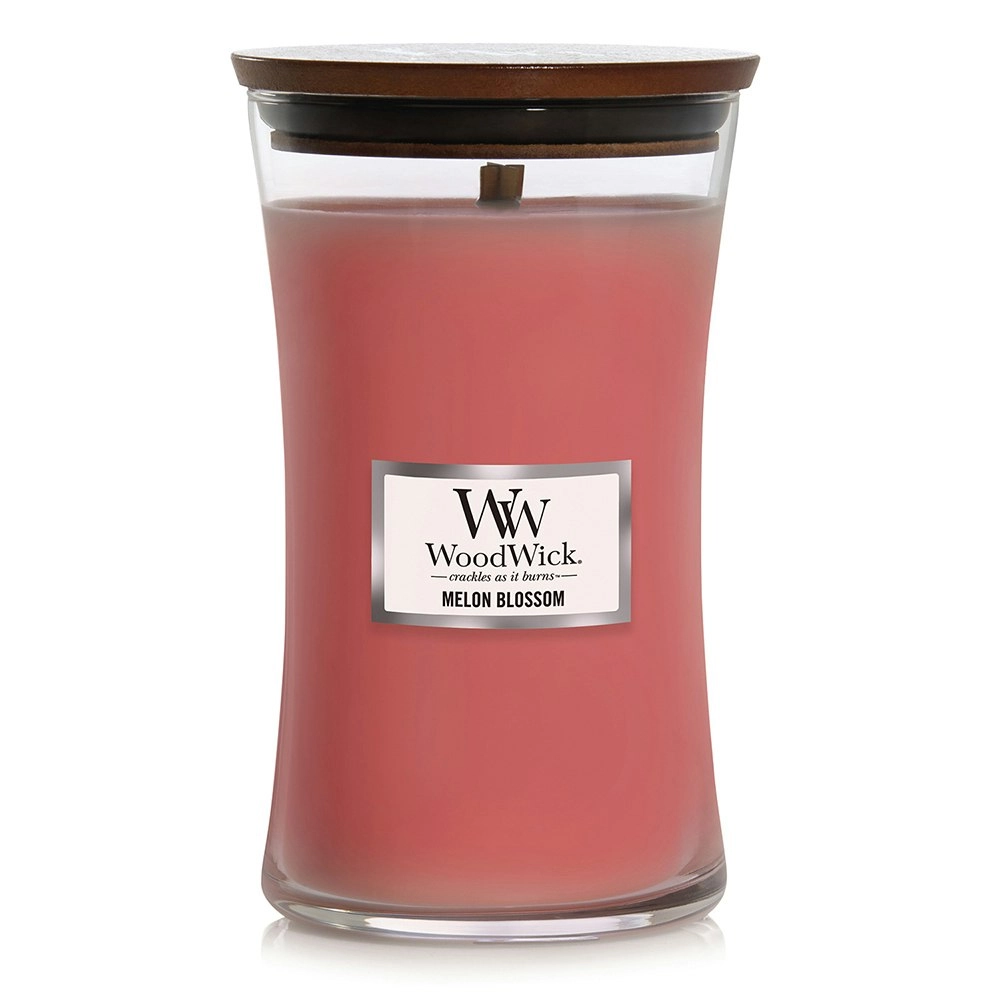 WoodWick Melon Blossom Scented Crafted Candle Glass Jar Soy Wax w/ Lid Large