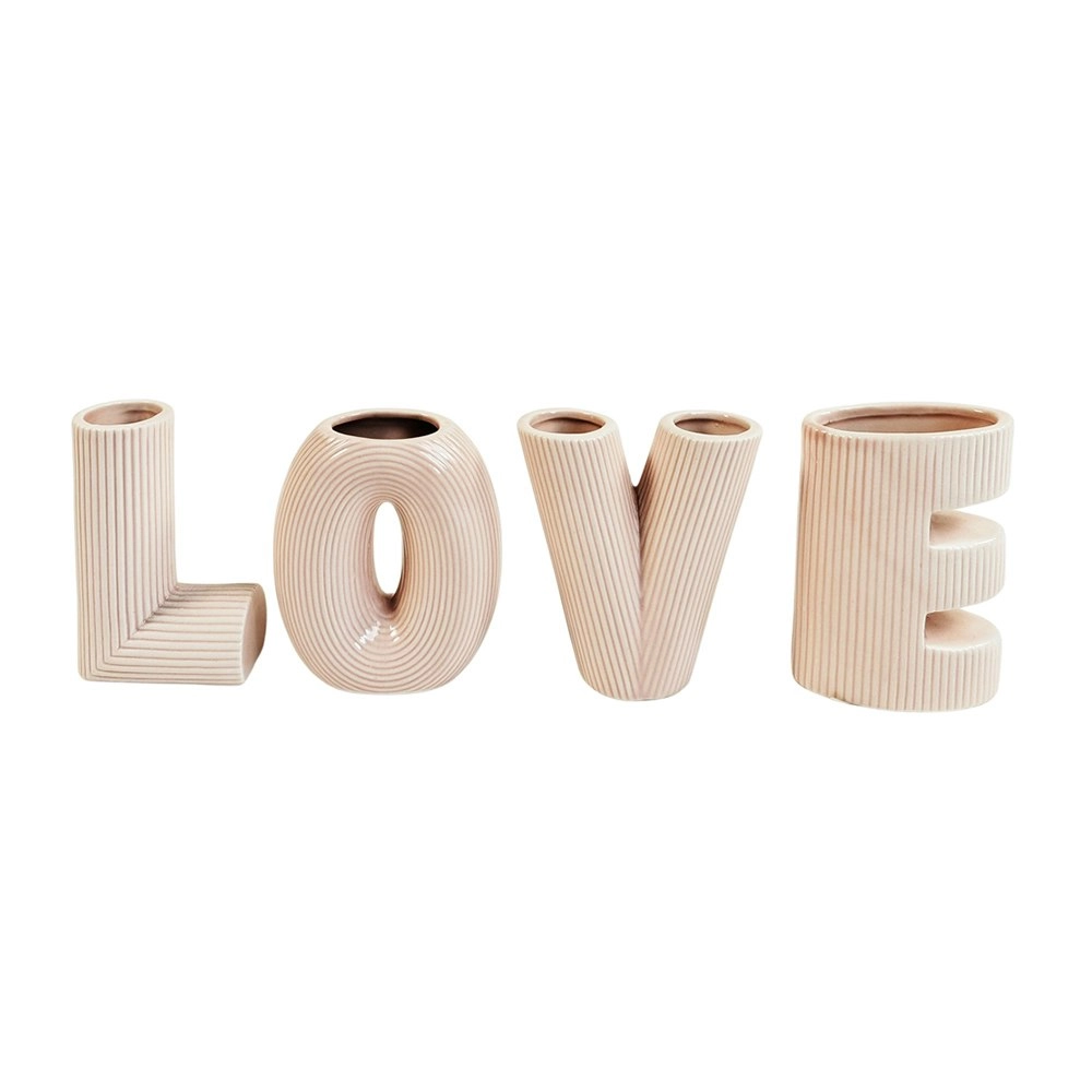 4pc Urban Love Letter 9.5cm Ceramic Flower Vase Home Decor Table Display Pot PNK