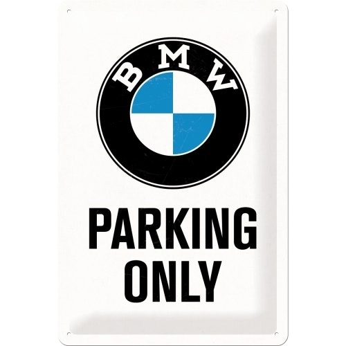 Nostalgic Art 20x30cm Metal Wall Hanging Sign BMW Parking Only White Home Decor