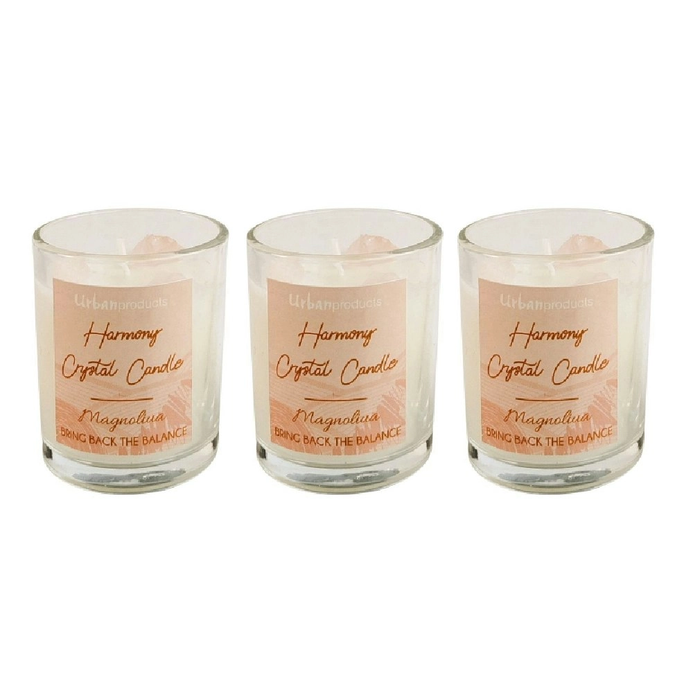 3x Urban Harmony 7cm Crystal Candle Glass Soy Blend Wax Rose Quartz & Amethyst