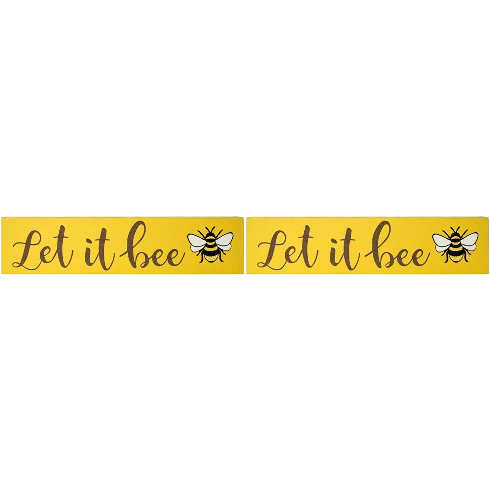 2x LVD 30cm MDF Let It Bee Sign Wall/Door Hanging Home Decor Plaque Display