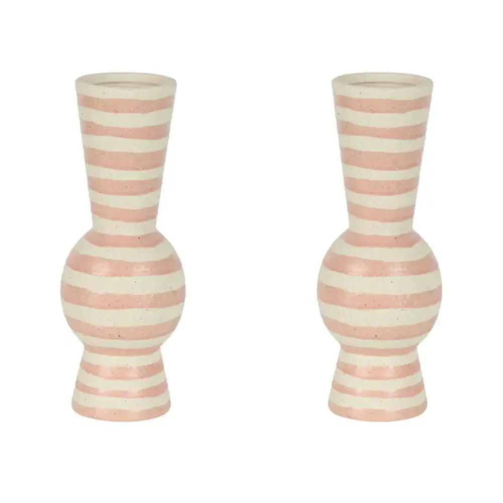 2x Belle Solana Ceramic Flower Vase Large 29.5cm Plant Holder Decor Light Pink