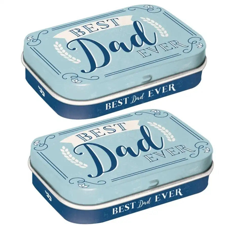 2x Nostalgic Art 6cm Metal Tin Mint Box Best Dad Ever Fresh Breath Candy Mints