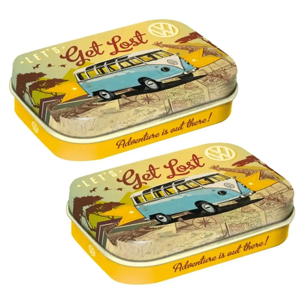 2x Nostalgic Art 6cm Metal Tin Mint VW Get Lost Fresh Breath Hard Candy Mints