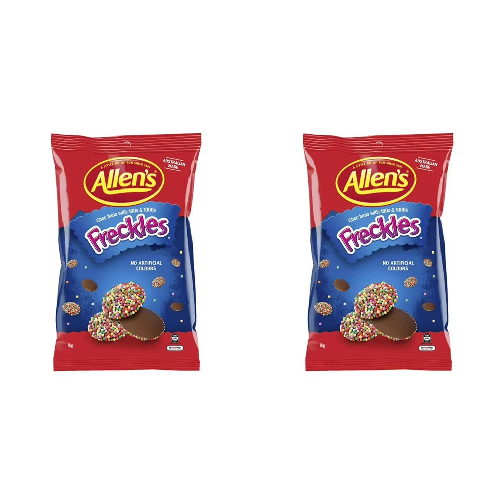 2x Allen's 1kg Freckles Creamy Hundreds & Thousands Chocolate Crunch Candy Snack