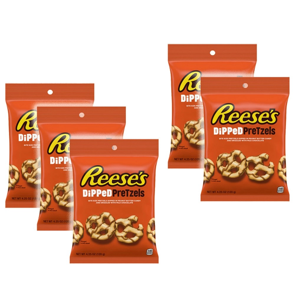 5x Reese's Chocolate Dipped Pretzels Bag 120g Confectionery Treat/Snack/Candy