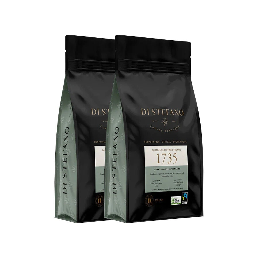 2PK Di Stefano Medium Roast Coffee Beans Specialty Fair Trade 1735 Blend 250g