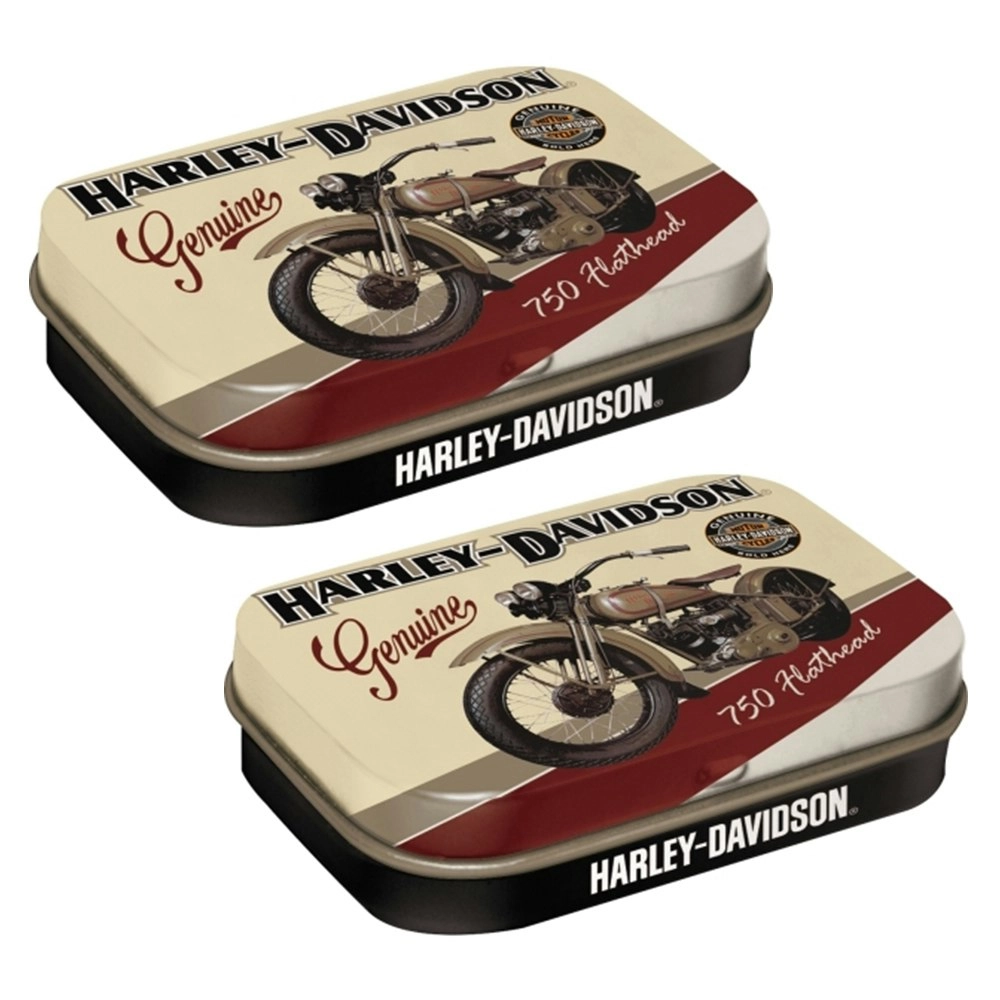 2x Nostalgic Art Mint Box 6cm Metal Tin Harley Flathead Fresh Breath Hard Candy