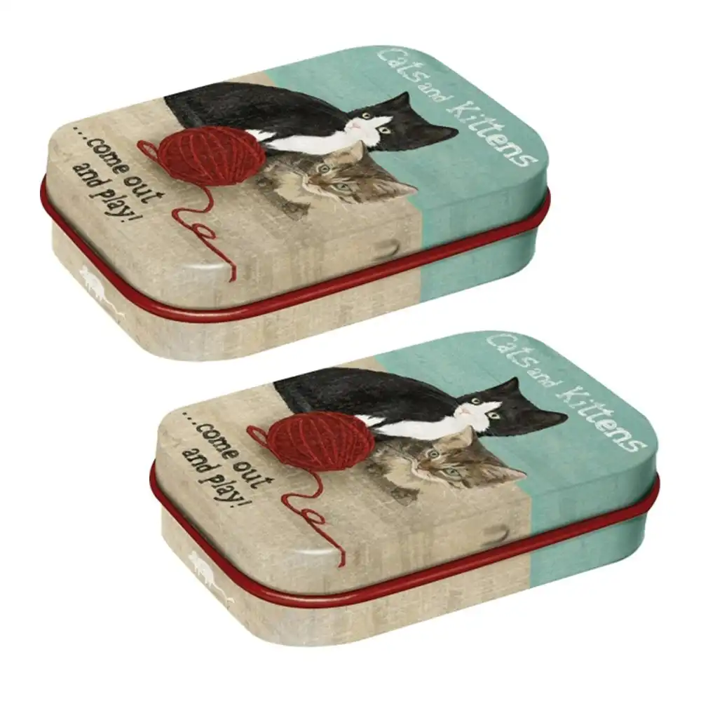 2x Nostalgic Art Mint Box 6cm Metal Tin Cats&Kittens Fresh Breath Candy Mints