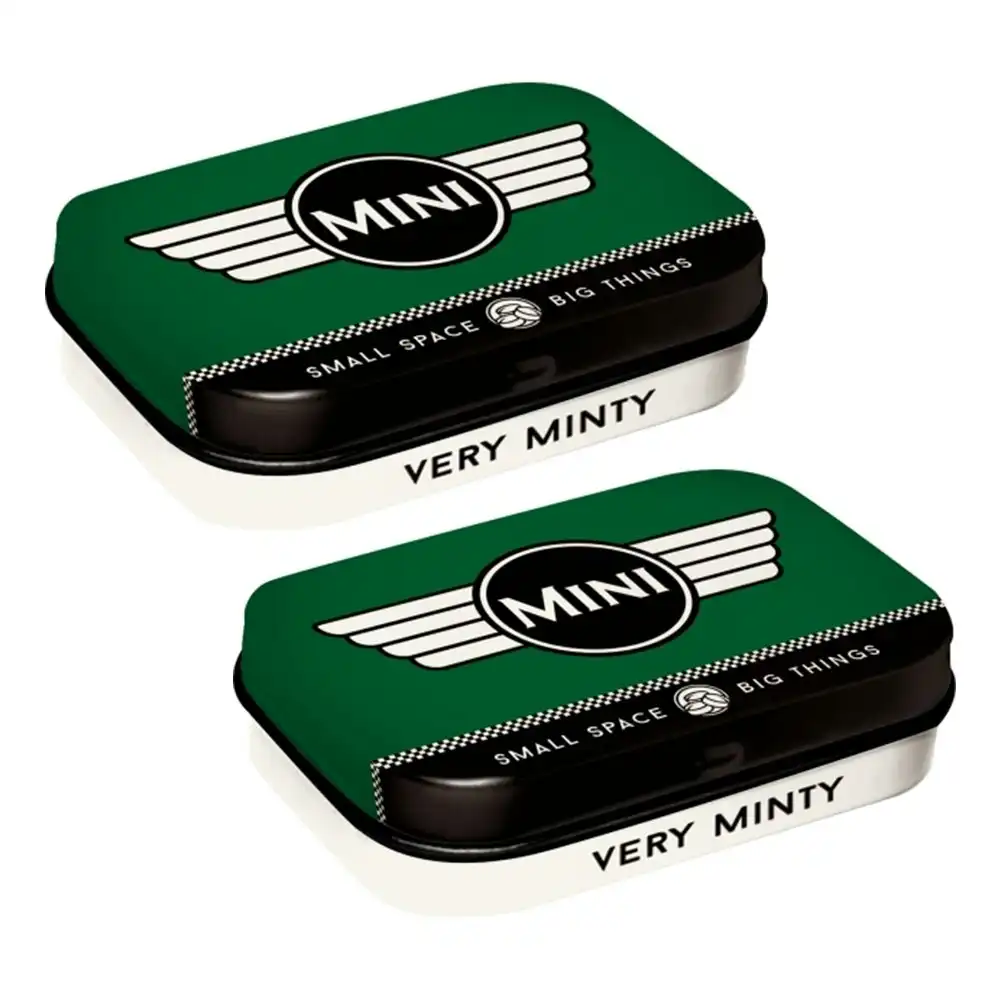 2x Nostalgic Art 6cm Metal Tin Mint Box Mini Logo Green Fresh Breath Hard Candy