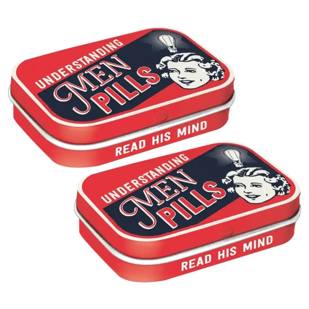 2x Nostalgic Art 6cm Mint Metal Box Understanding Men Pills Fresh Breath Candy