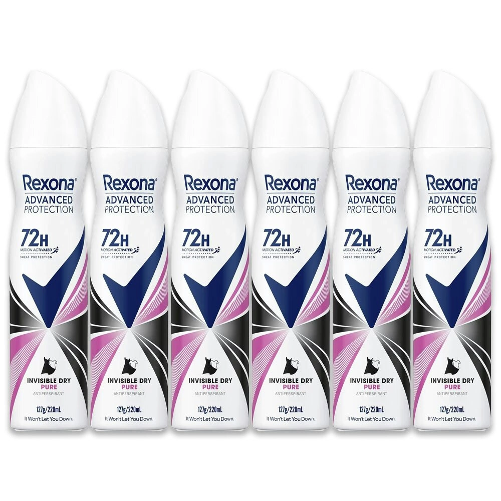 6pc Rexona Women's Advanced Protection Invisible Pure Antiperspirant 220ml