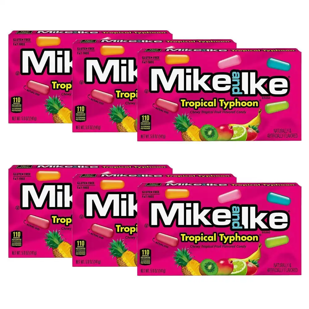 6x Mike & Ike Tropical Typhoon Confectionery Candy Lollies Sweets Box 120g