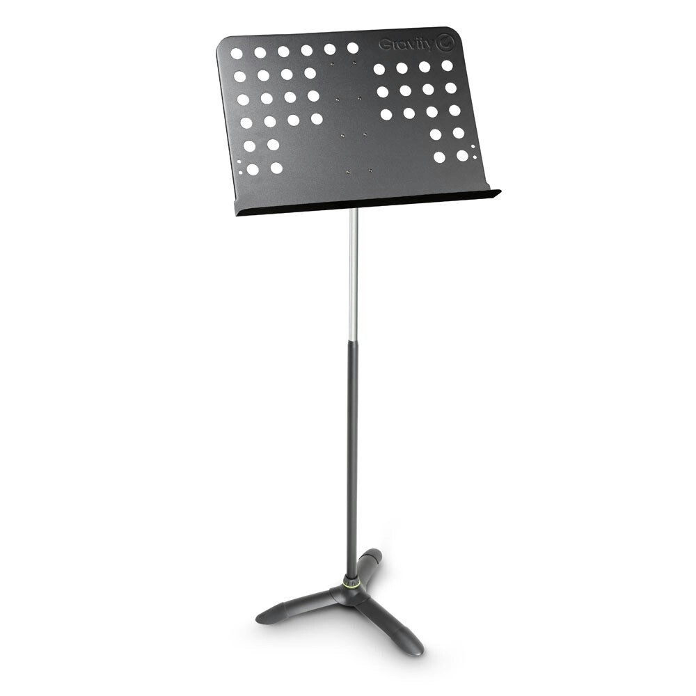 Gravity NSORC2 Orchestra 120cm Music Stand Tripod w/ Perforated Steel Desk Black