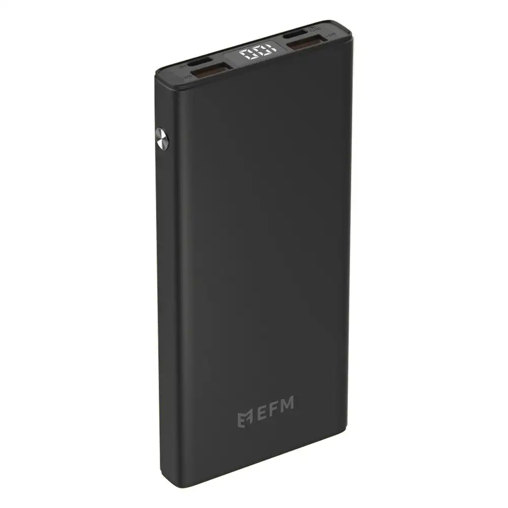 EFM Digital 20W 10000mAh Power Bank USB-A/USB-C Charger Port Universal Black