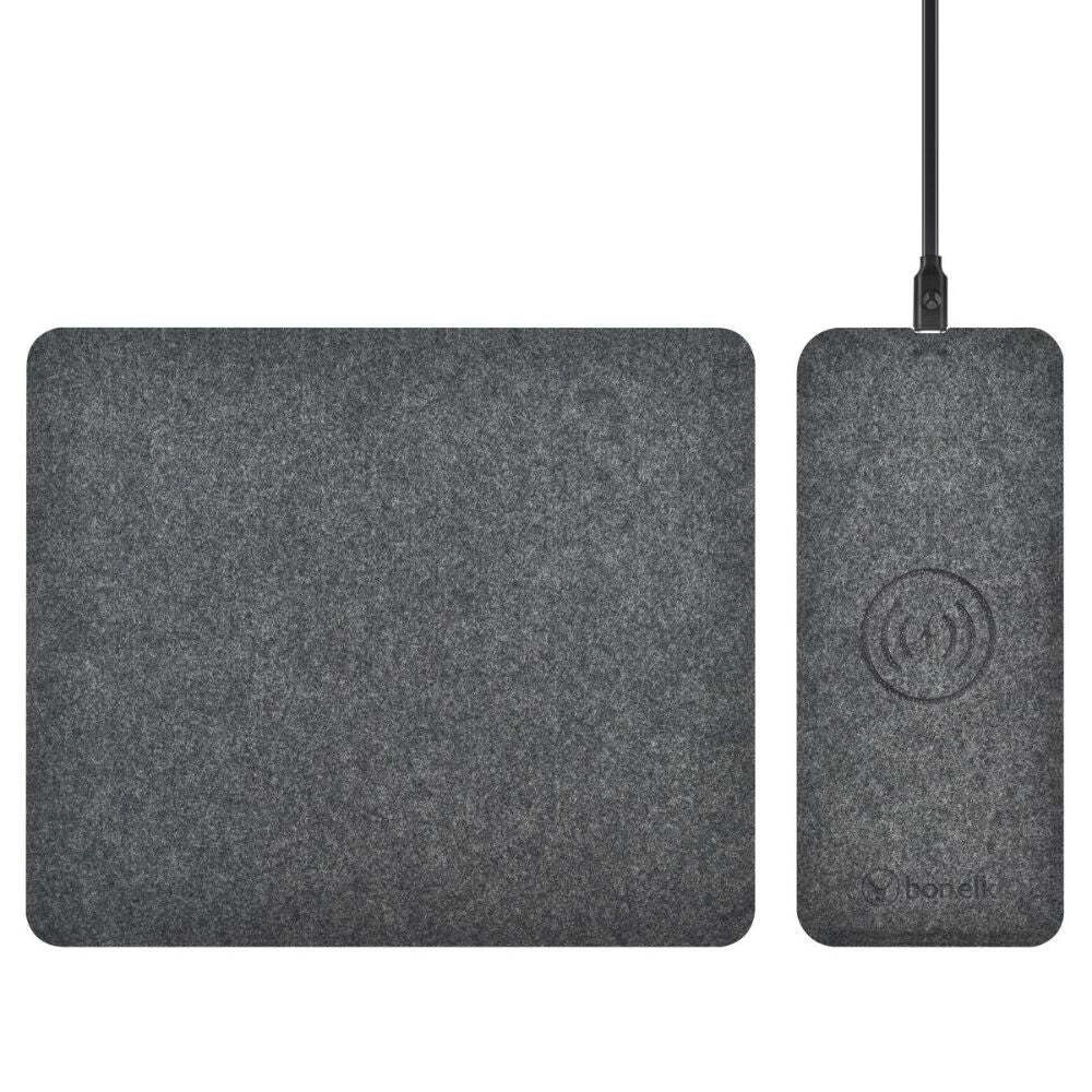 Bonelk Split Qi Wireless Charging Mouse Mat 37cm For iPhone 15/Samsung S24 Grey