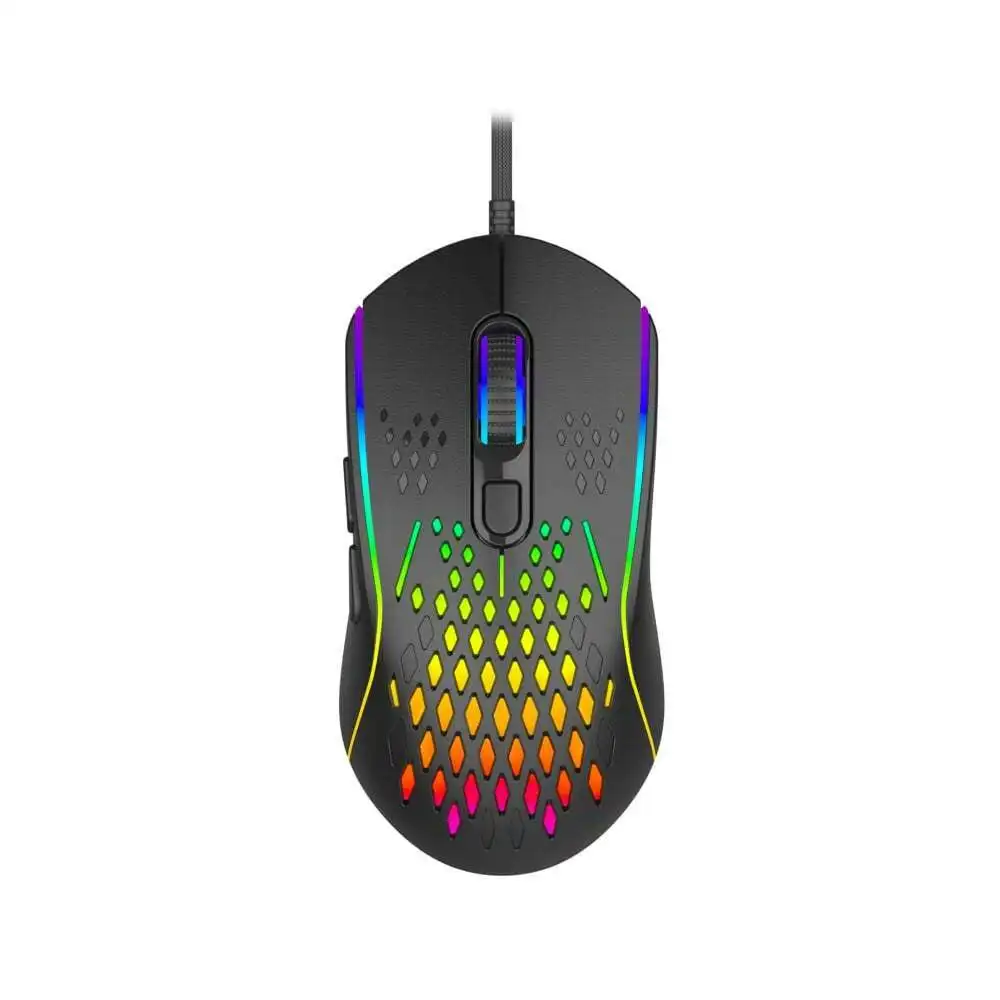 Laser Wired Gaming RGB LED Mouse 12800 DPI Optical For PC/Laptop Computer Black