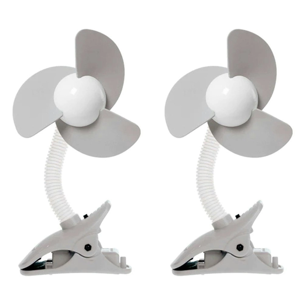 2PK dreambaby Ezy-Fit Clip-On Outdoor Cooling Fan For Baby Stroller/Pram GRY/WHT