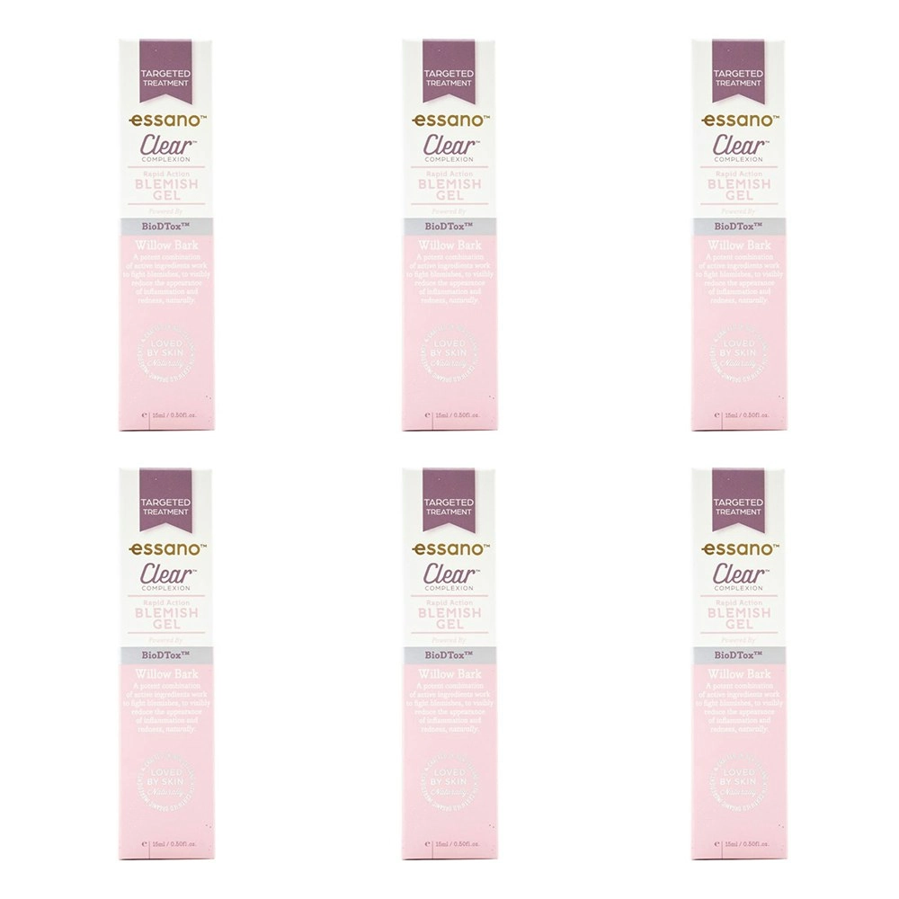 6x Essano Clear Complexion Rapid Action Skin/Face Blemish Gel 15ml w/Willow Bark