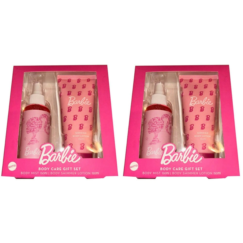 2x Barbie Body Care Range Kids Body Mist/Shimmer Lotion Skin Care Gift Set 6y+