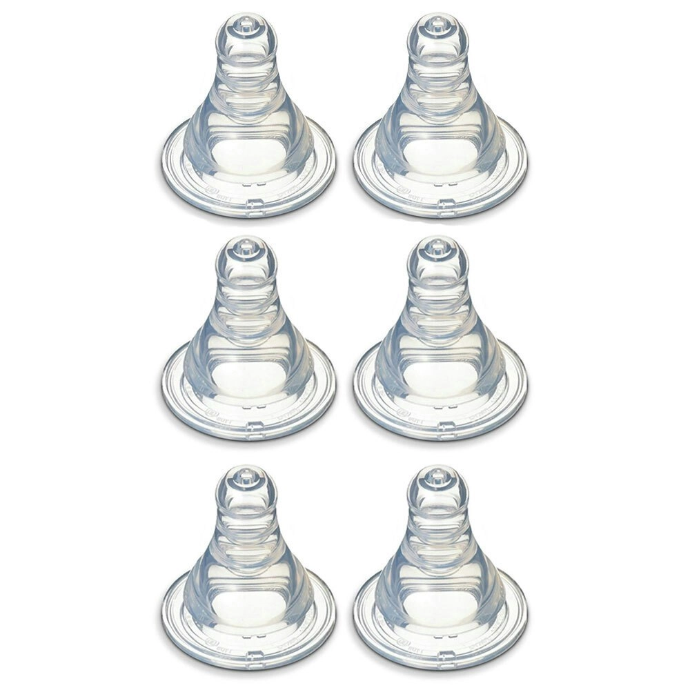 6PK PIGEON Peristaltic Slim Neck Soft Silicone Teat S 0-3m f/ Baby/Infant Bottle