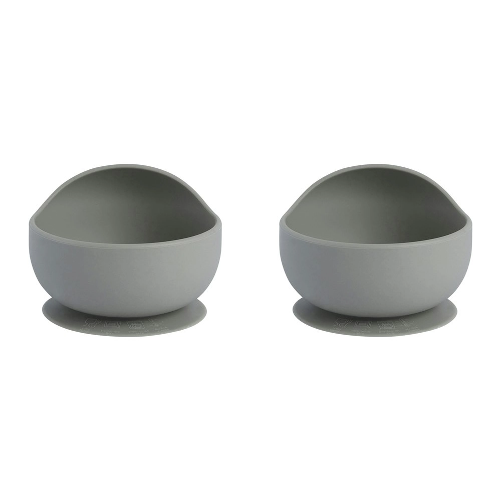 2x Splosh Baby Elephant Silicone Bowl w/ Suction Base Food Feeding 12cm Grey 0+