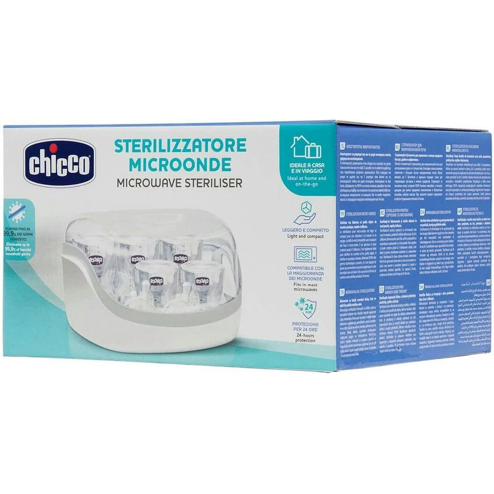 Chicco Microwave Steam Steriliser Dryer Baby/Newborn Bottle Cleaner Warmer White