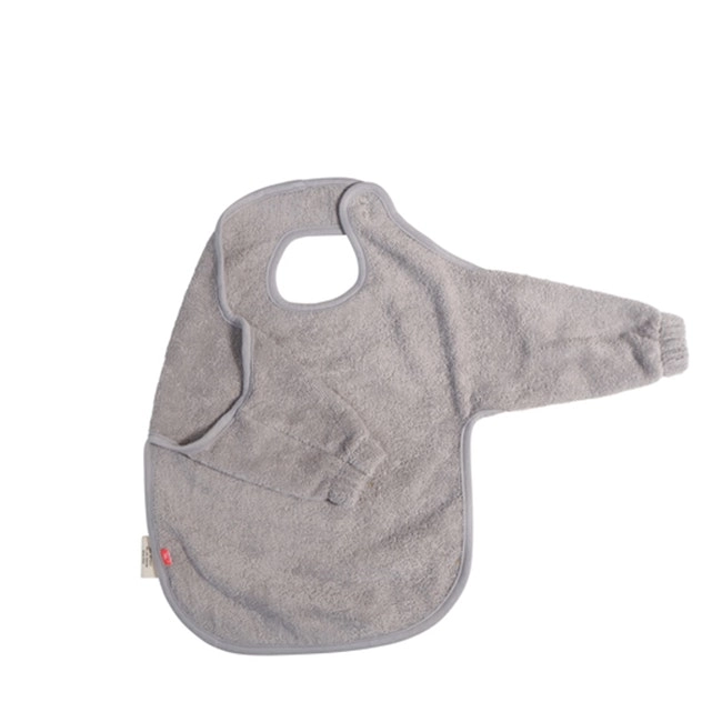 Kikadu Bath Neck Bib 72x38cm Terry Towel w/ Sleeves Baby/Infant 6m+ Silver Grey